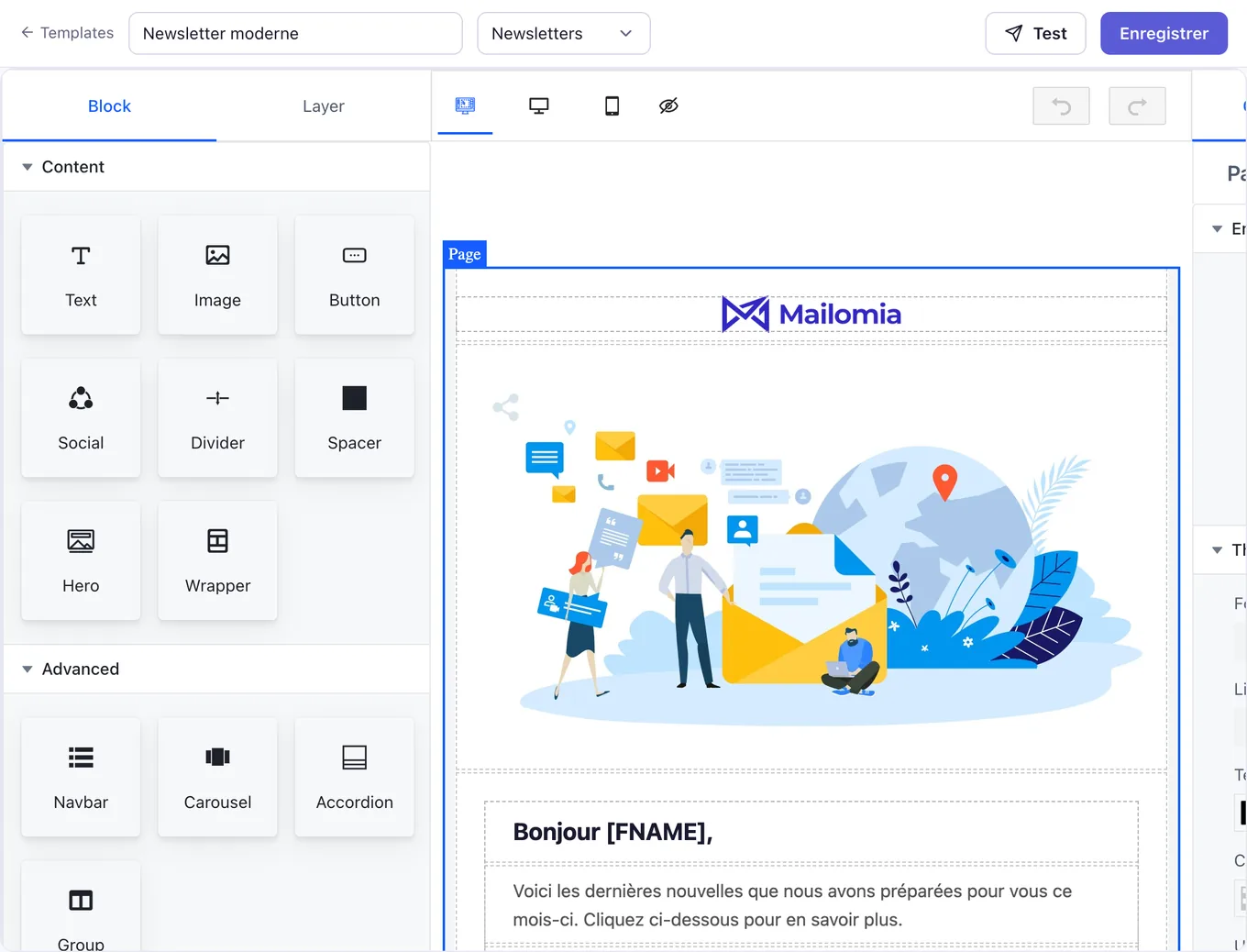 L'éditeur visuel de templates